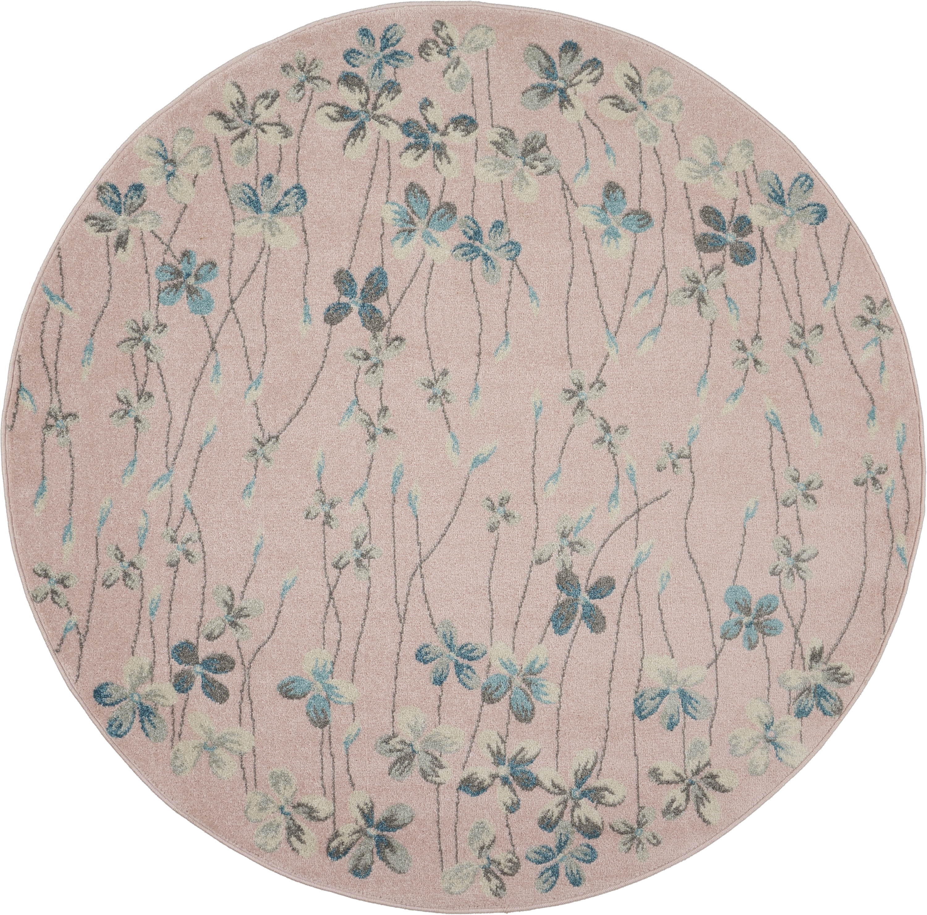 Nourison Tranquil 5'3" x Round Pink Contemporary Indoor Rug
