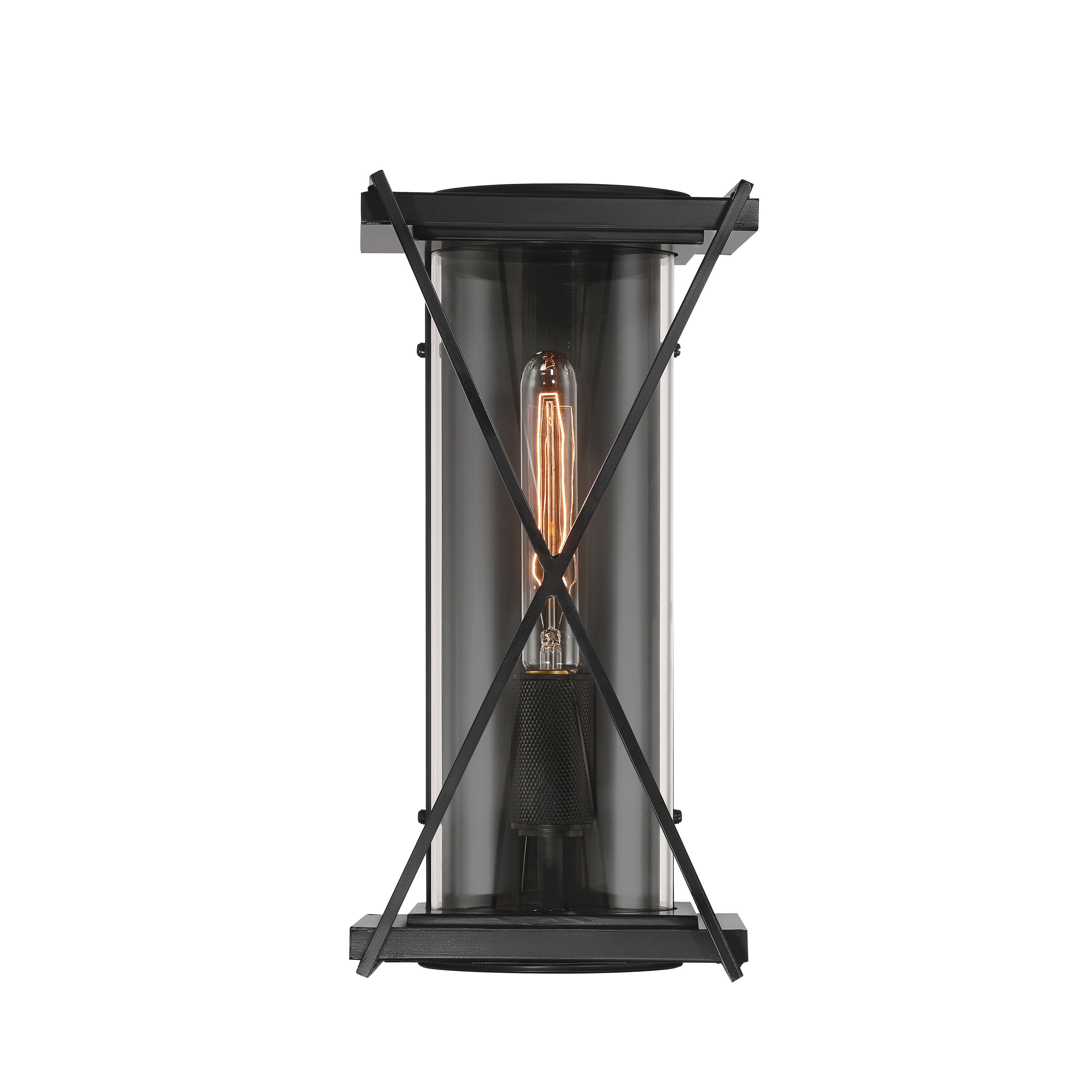 The Rockhill outdoor wall sconce combines modern design with durable aluminum construction and a clear glass shade. Its dark matte black finish and 15.75" height make it ideal for contemporary exterior spaces. - alternate view