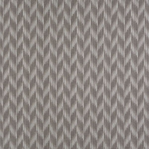 Chevron-patterned wallpaper with thin vertical striations forming repeating zigzag diamonds; the pattern covers a flat surface in muted taupe-gray tones, shown close-up with even, neutral lighting.