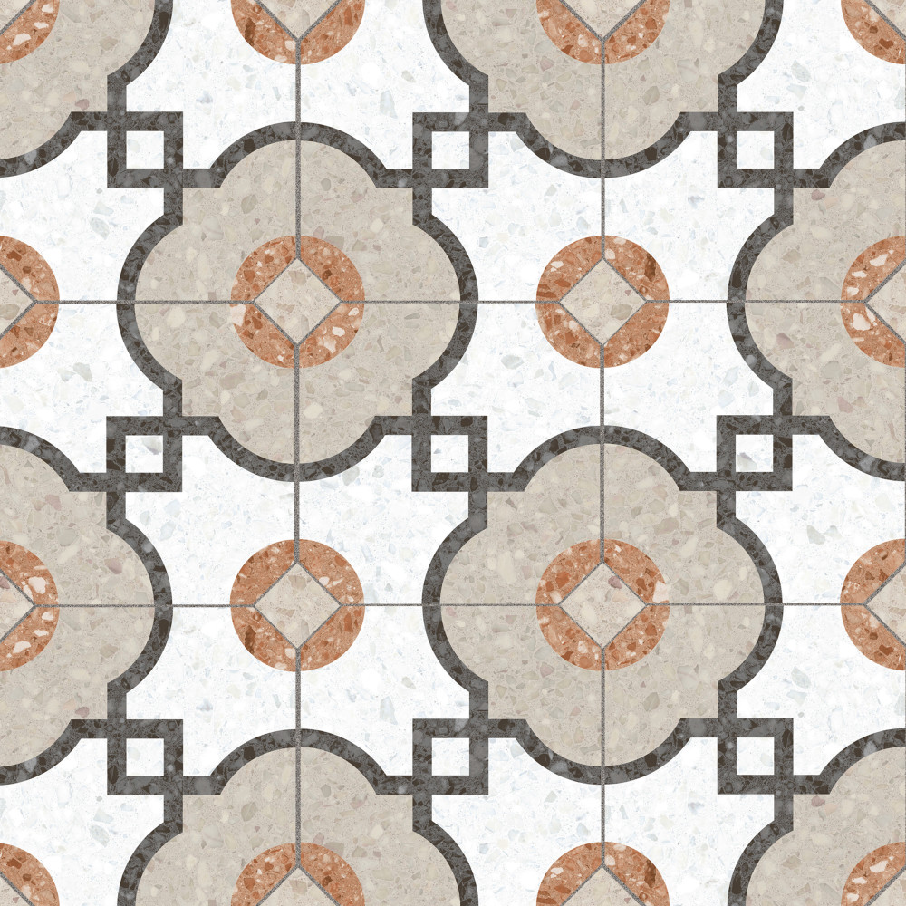 Riviera Octagon Grimaud Multicolor with Taco Beige 7-7/8 in. x 7-7/8 in. Porcelain Floor and Wall Tile