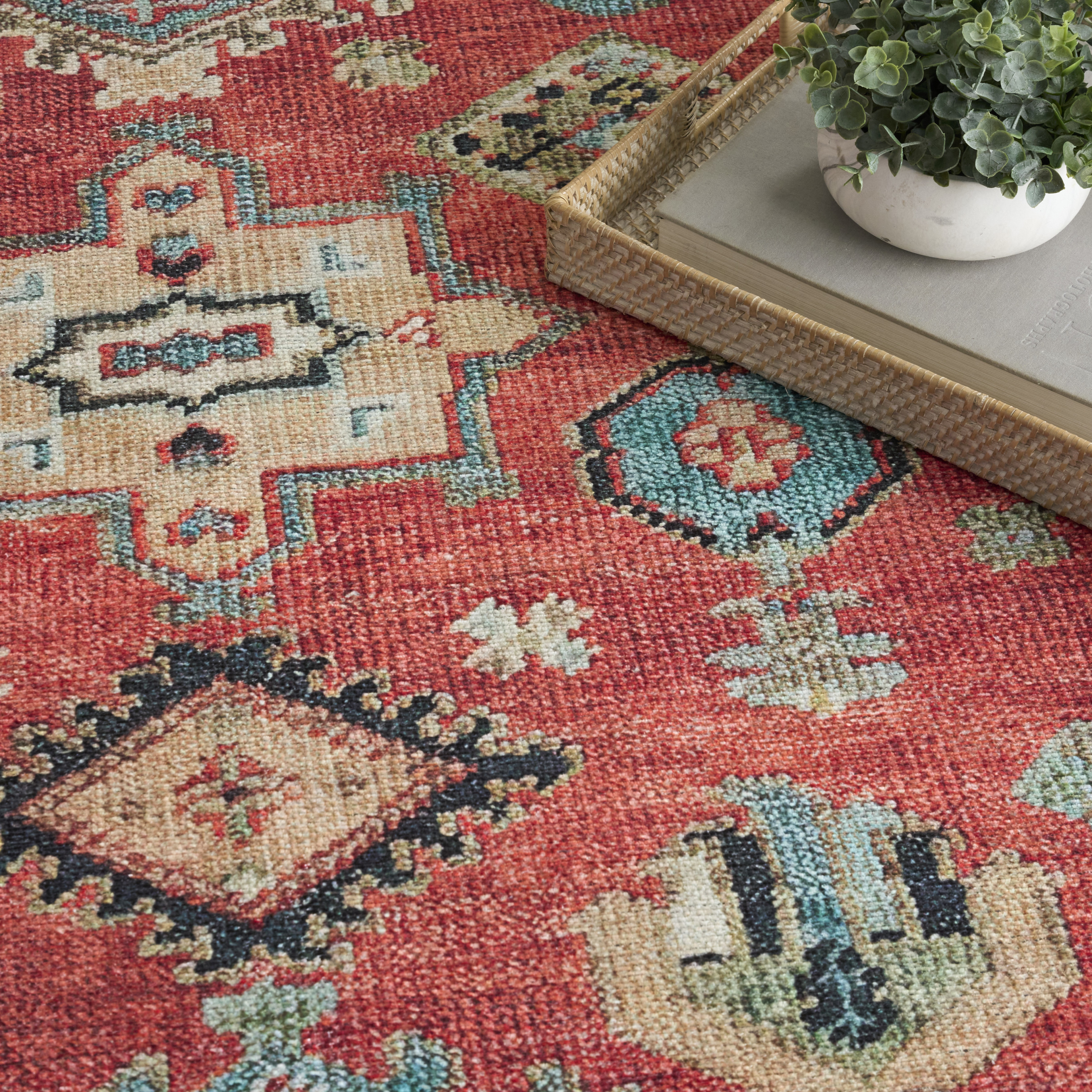 Nourison Vintage Washables 5'3" x 7'3" Rust Multicolor Vintage Indoor Rug