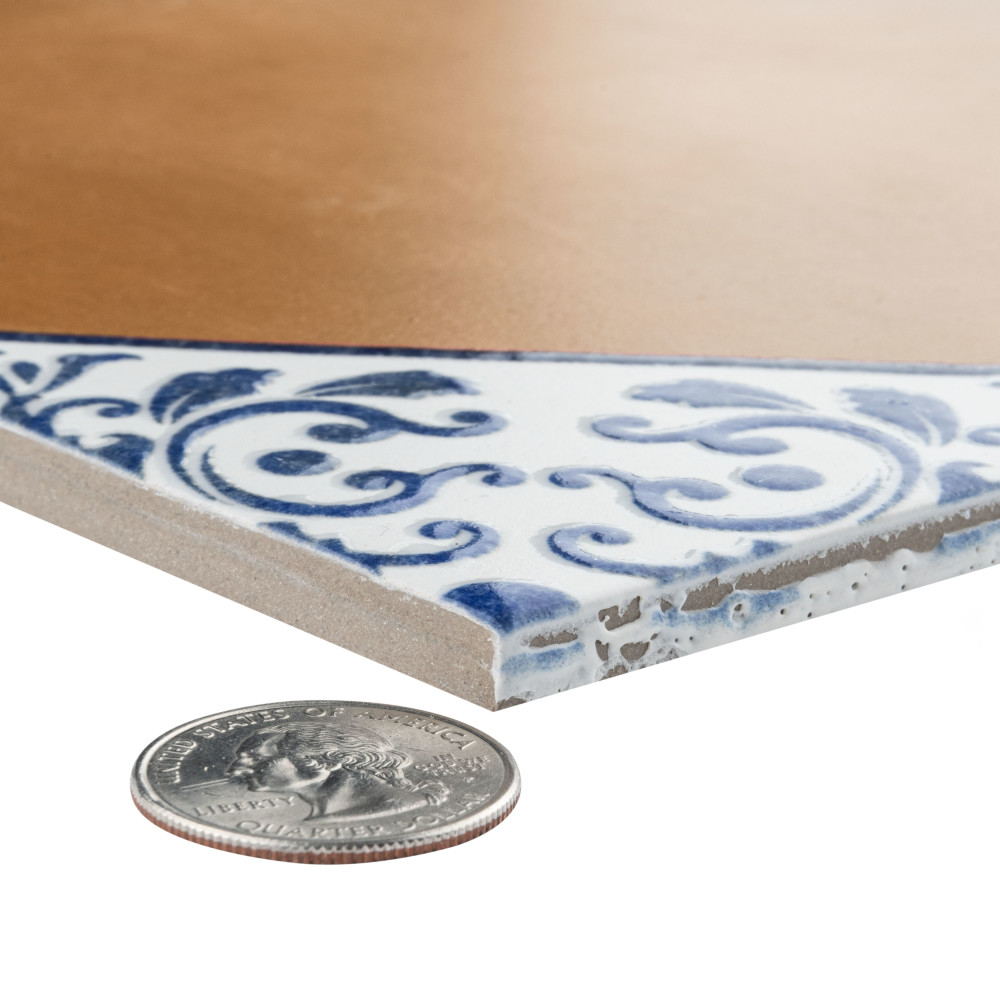 Sentier des Ocres Deco Blue 7-7/8 in. x 7-7/8 in. Porcelain Floor and Wall Tile