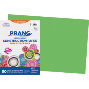 Construction Paper, Medium Weight, Bright Green, 12" x 18", 50 Sheets
