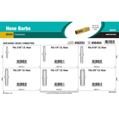 Brass Hose Barbs Assortment (Connectors)