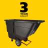 RUB1304BK, Rubbermaid Commercial, Rotomolded Tilt Truck, Utility Duty, 1/2 Cubic Yard, Black