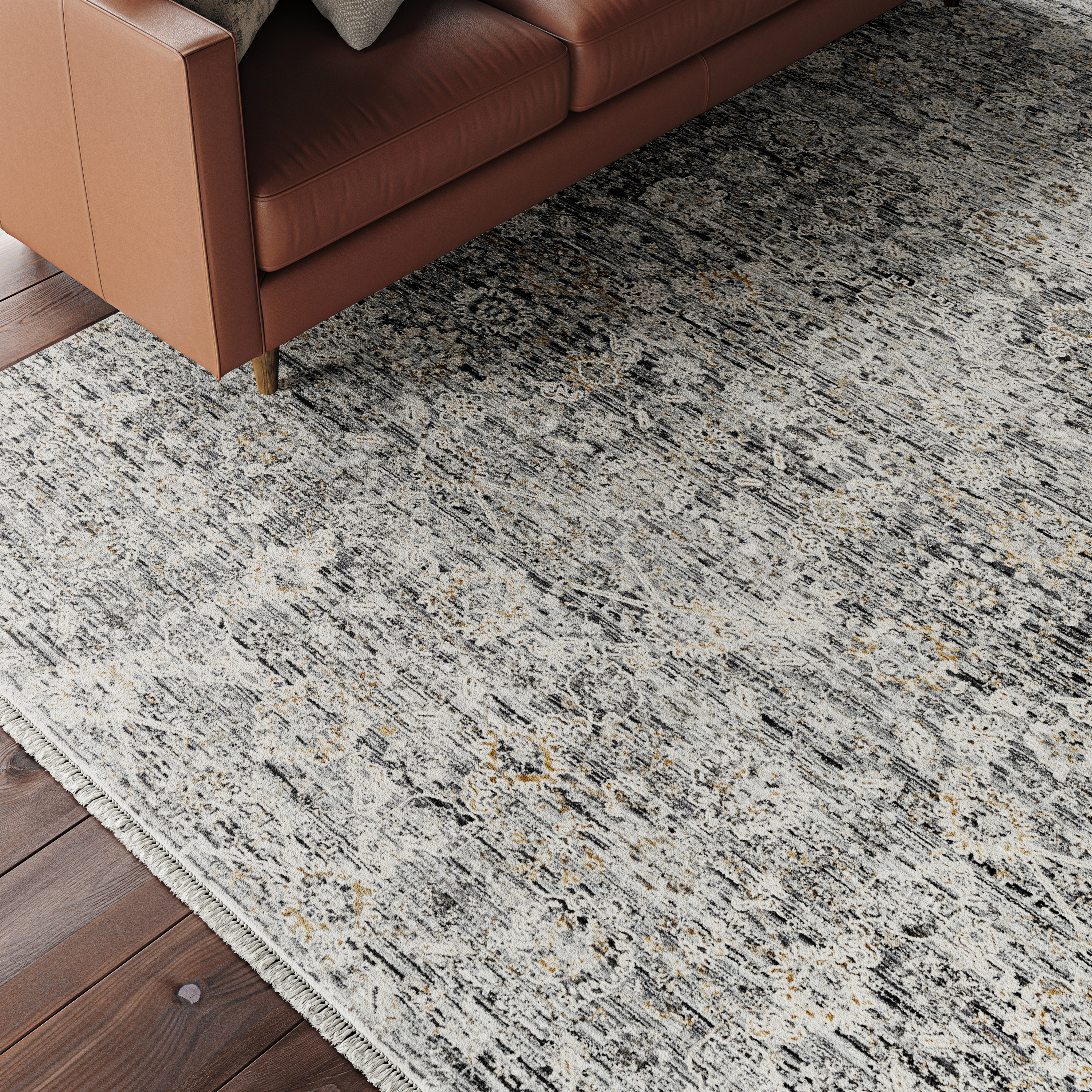 Nourison Lynx 7'10" x 10'1" Charcoal Vintage Indoor Rug