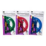 Charles Leonard Compass Safety and 6" Swing Arm Protractor, Assorted Colors, Pack of 12 CHL80965ST