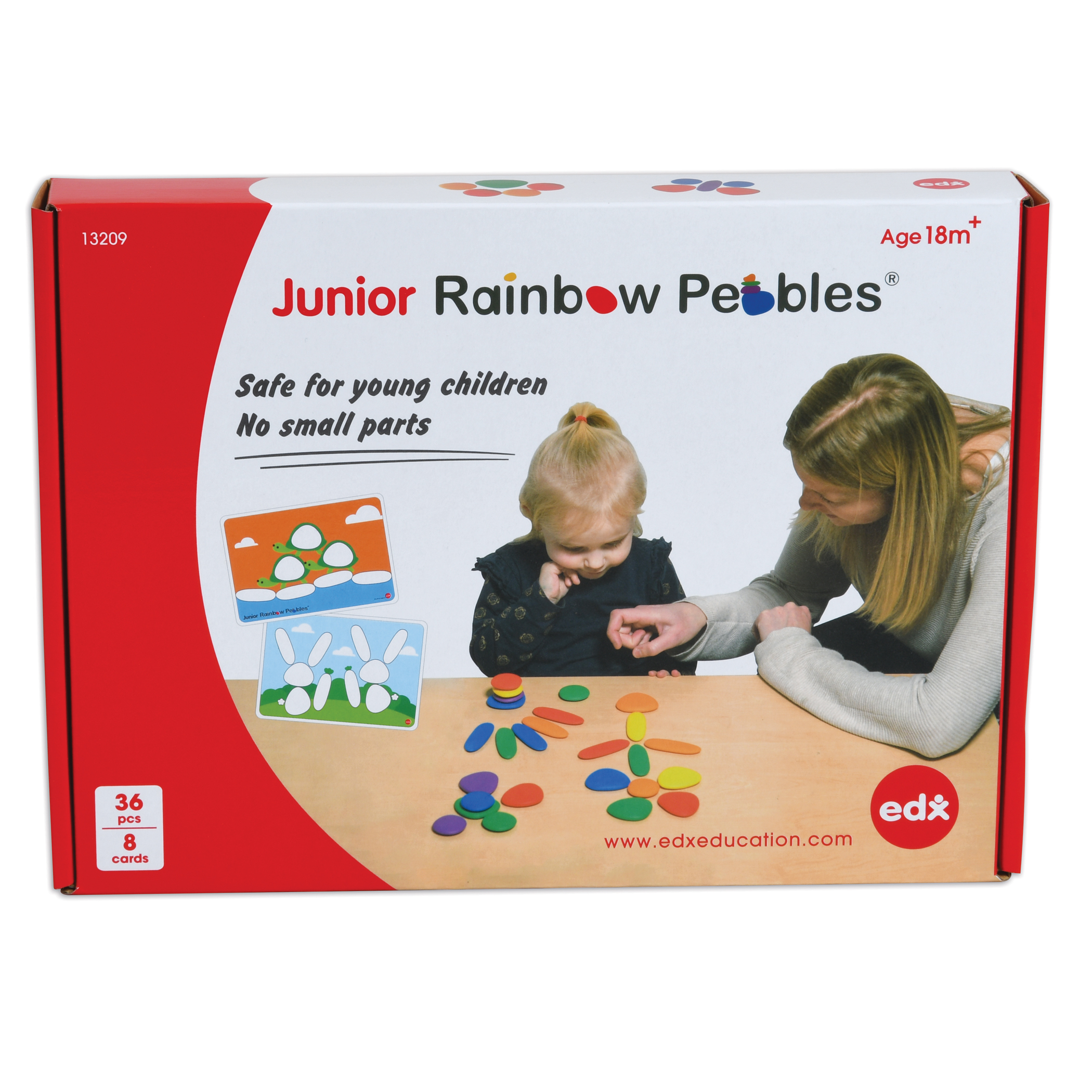 edxeducation Rainbow Pebbles Activity Set - Junior - 36 Pebbles + 16 Activities - Ages 18m+