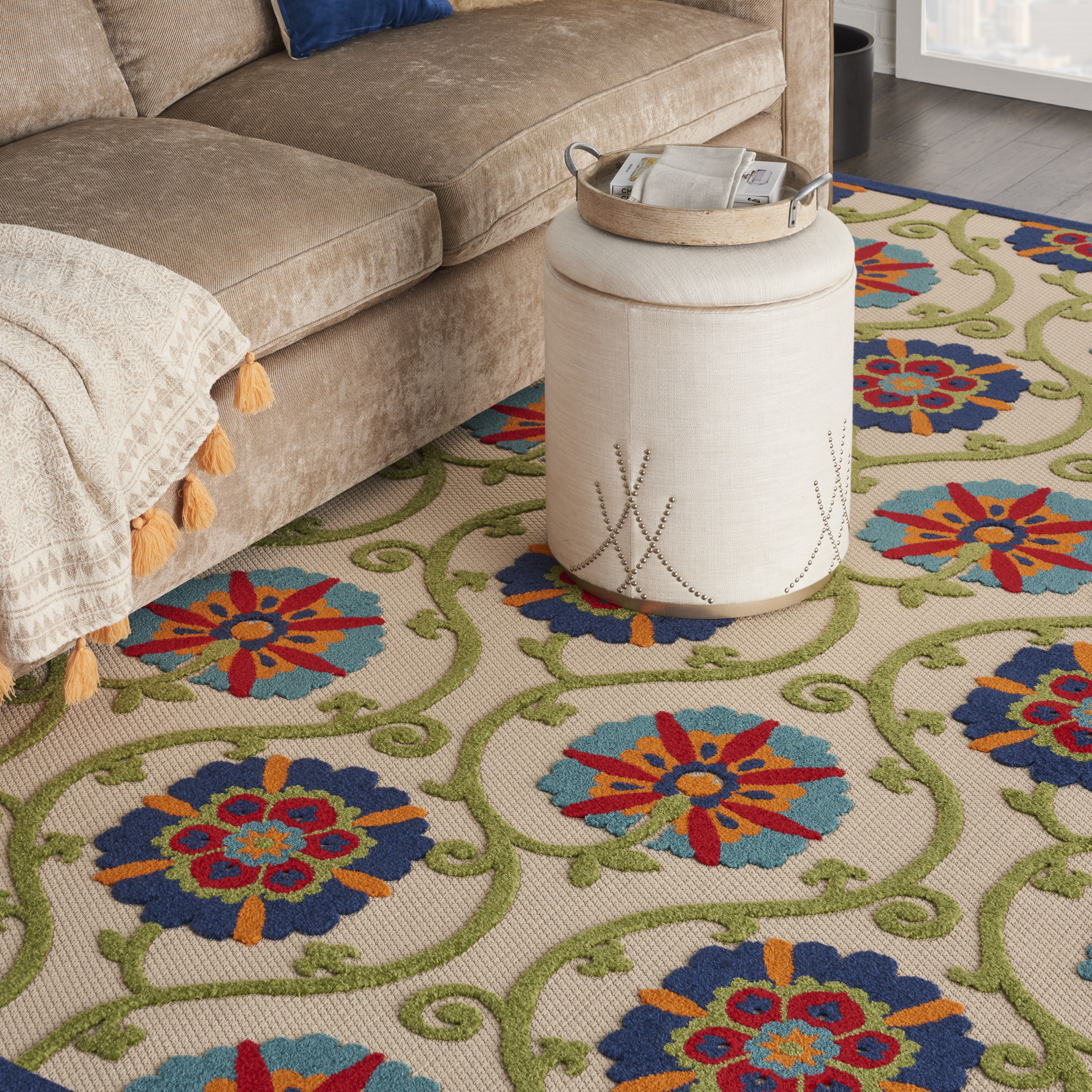 Nourison Aloha 7' x 10' Blue Multicolor Contemporary Rug