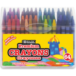 Premium Crayons with Sharpener, 64 Colors