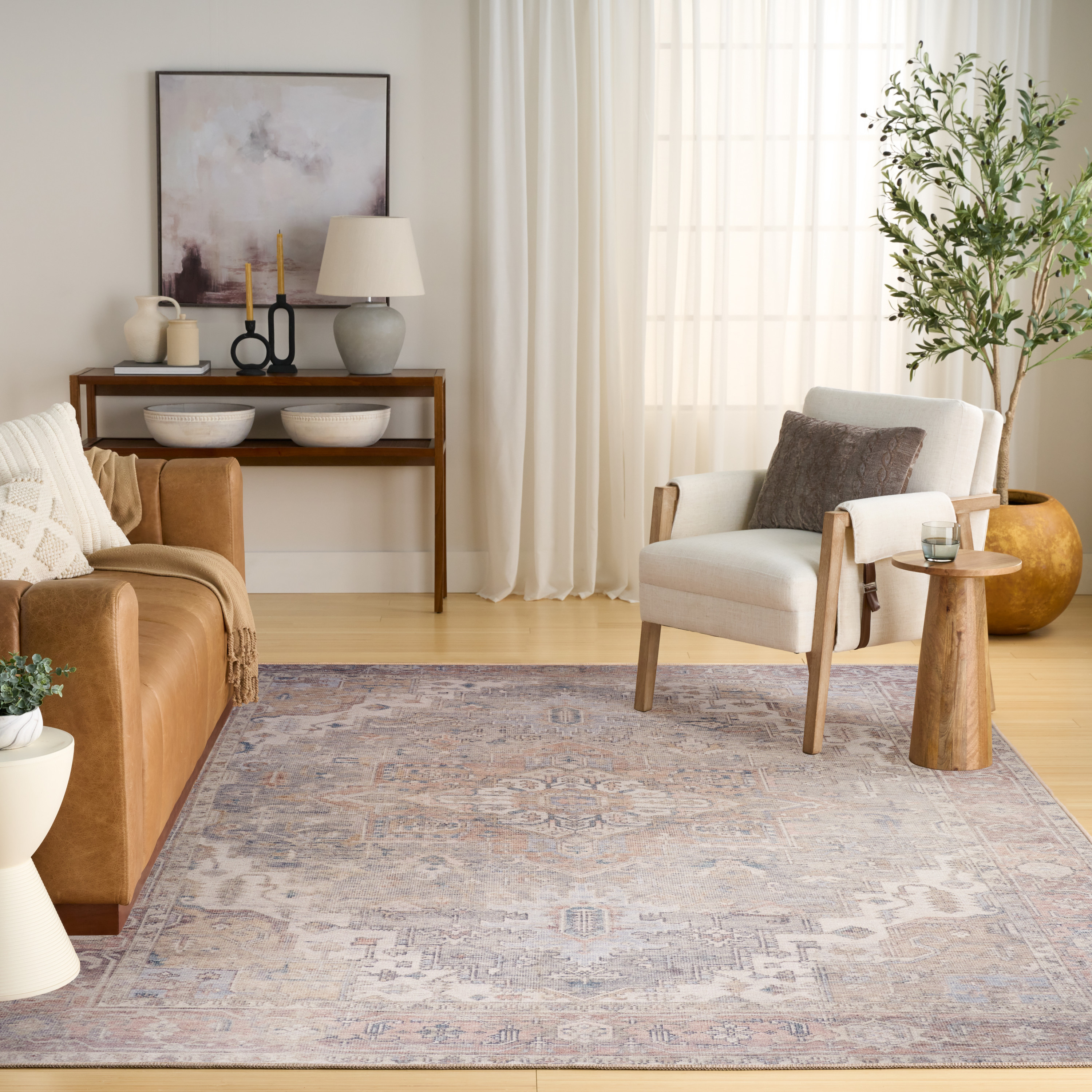Nourison Vintage Washables 9' x 12' Light Blue Vintage Indoor Rug