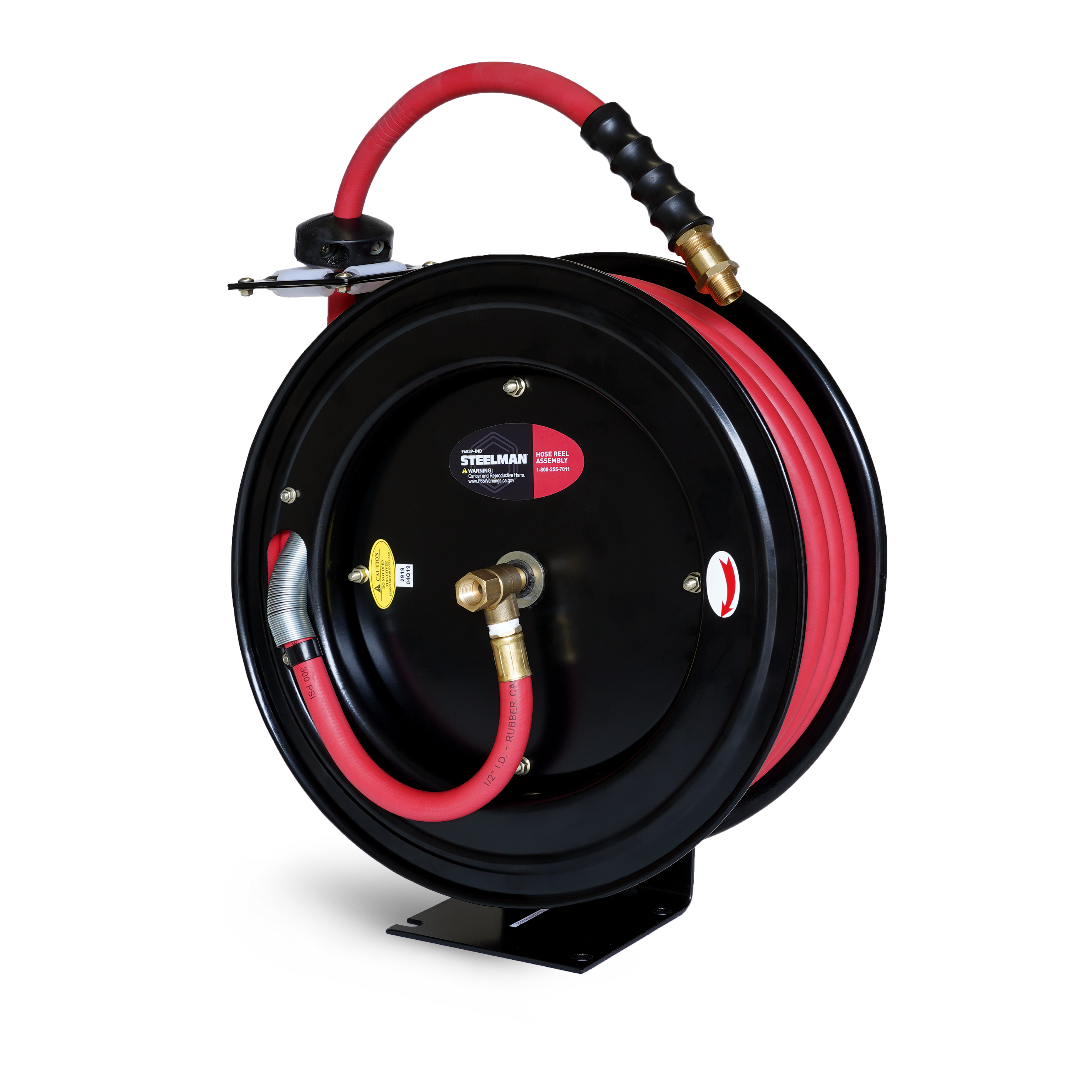 Steelman Enclosed Spring Pneumatic Hose Reel with 50Foot 1/2 in. Hose
