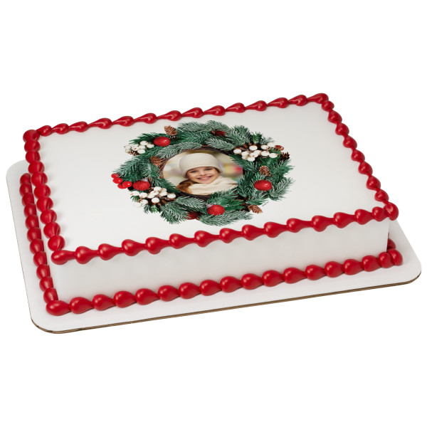 Holiday Wreath PhotoCake® Edible Image® Frame