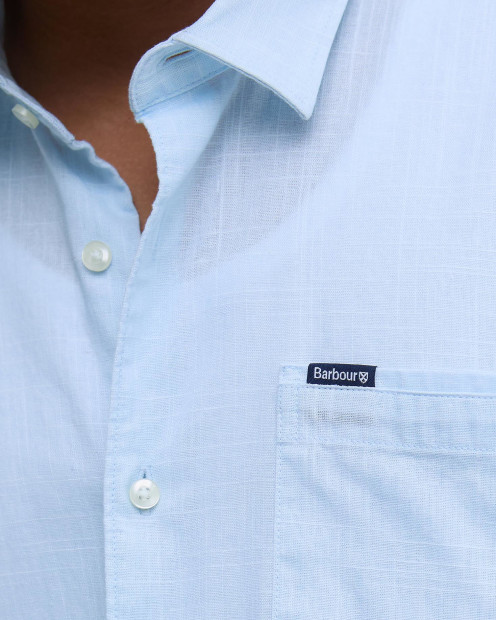 Pigment Dye Slub Short-Sleeved Shirt Bleached Blue
