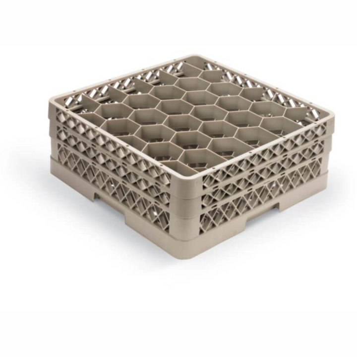 Casier Monté Ouvert T-Version en polypropylène de 30 compartiments beiges avec deux extenseurs