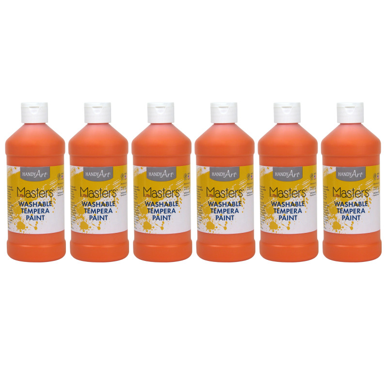 Little Masters® Washable Tempera Paint, Orange, 16 oz., Pack of 6