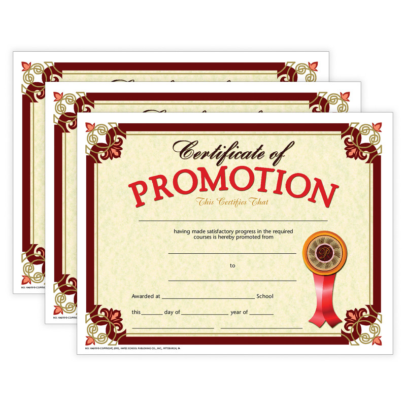 Certificate of Promotion, 8.5" x 11", 30 Per Pack, 3 Packs