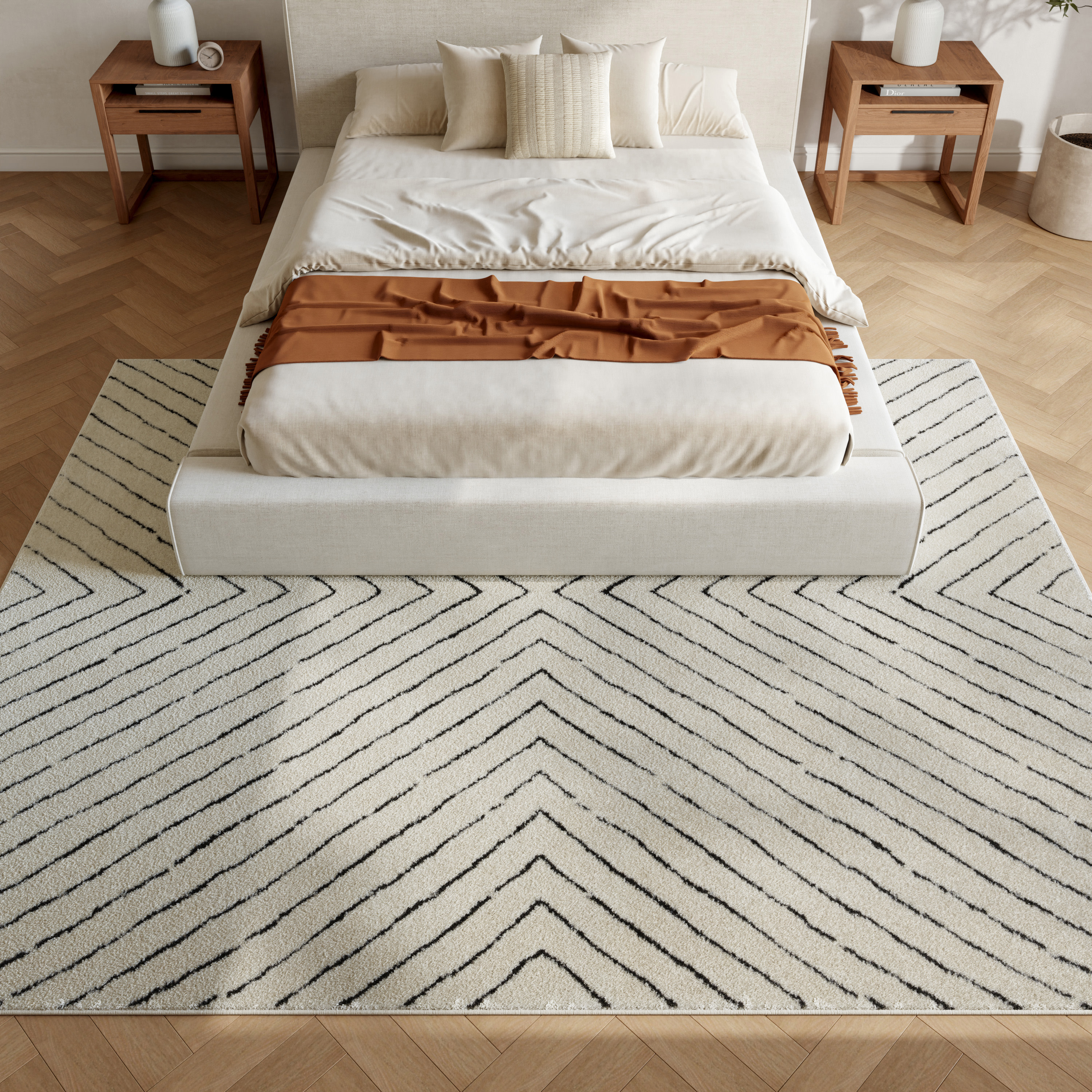 Nourison Modern Comfort 7'10" x 9'10" Ivory Black Scandinavian Indoor Rug