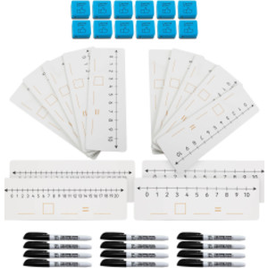 Class Pack Dry Erase Double-Sided Number Lines with Markers and Erasers, 12 Sets