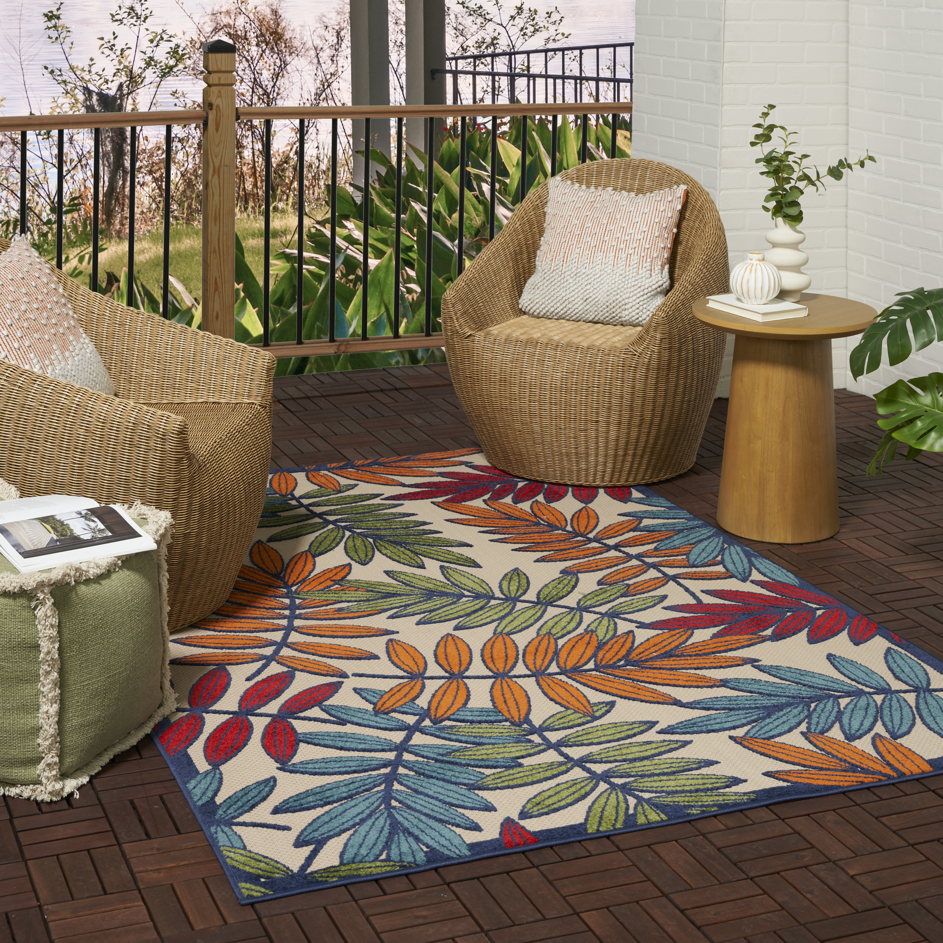 Nourison Aloha 6' x 9' Multicolor Tropical Rug