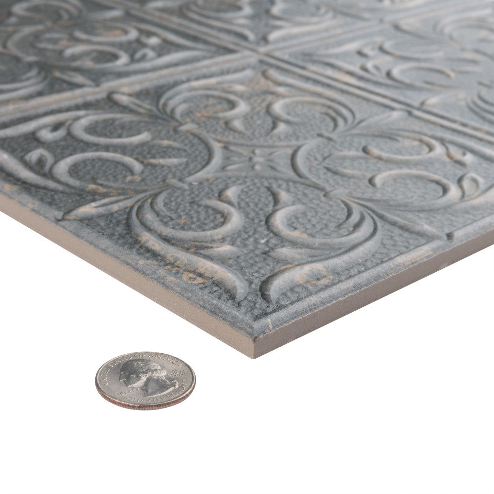 Antigua Lis Black 13 in. x 13 in. Porcelain Wall Tile