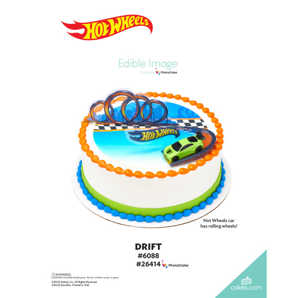 Hot Wheels™ Drift The Magic of Cakes® PhotoCake® Enhanced Round Background Page