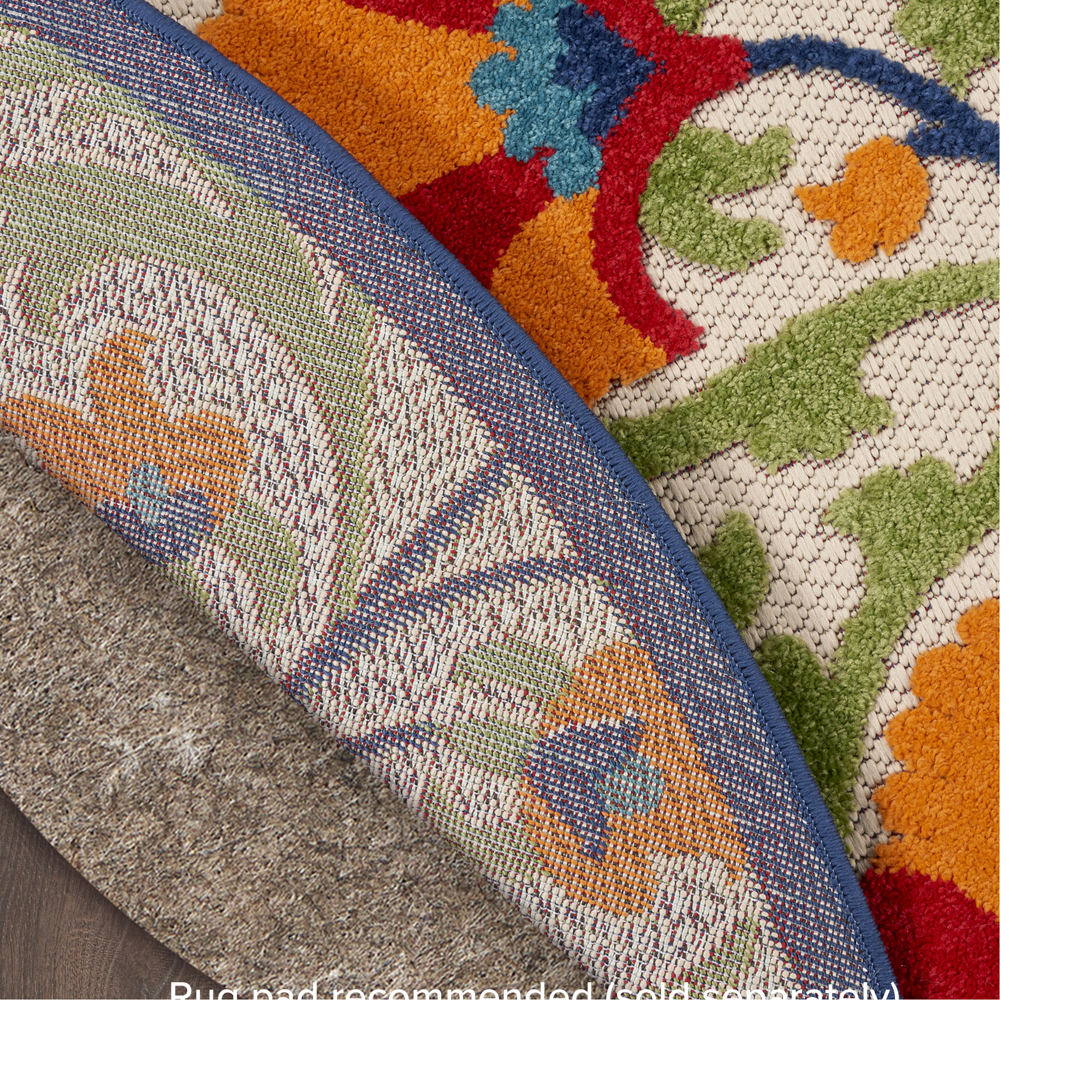 Nourison Aloha 5'3" x Round Red Multicolor Transitional Rug