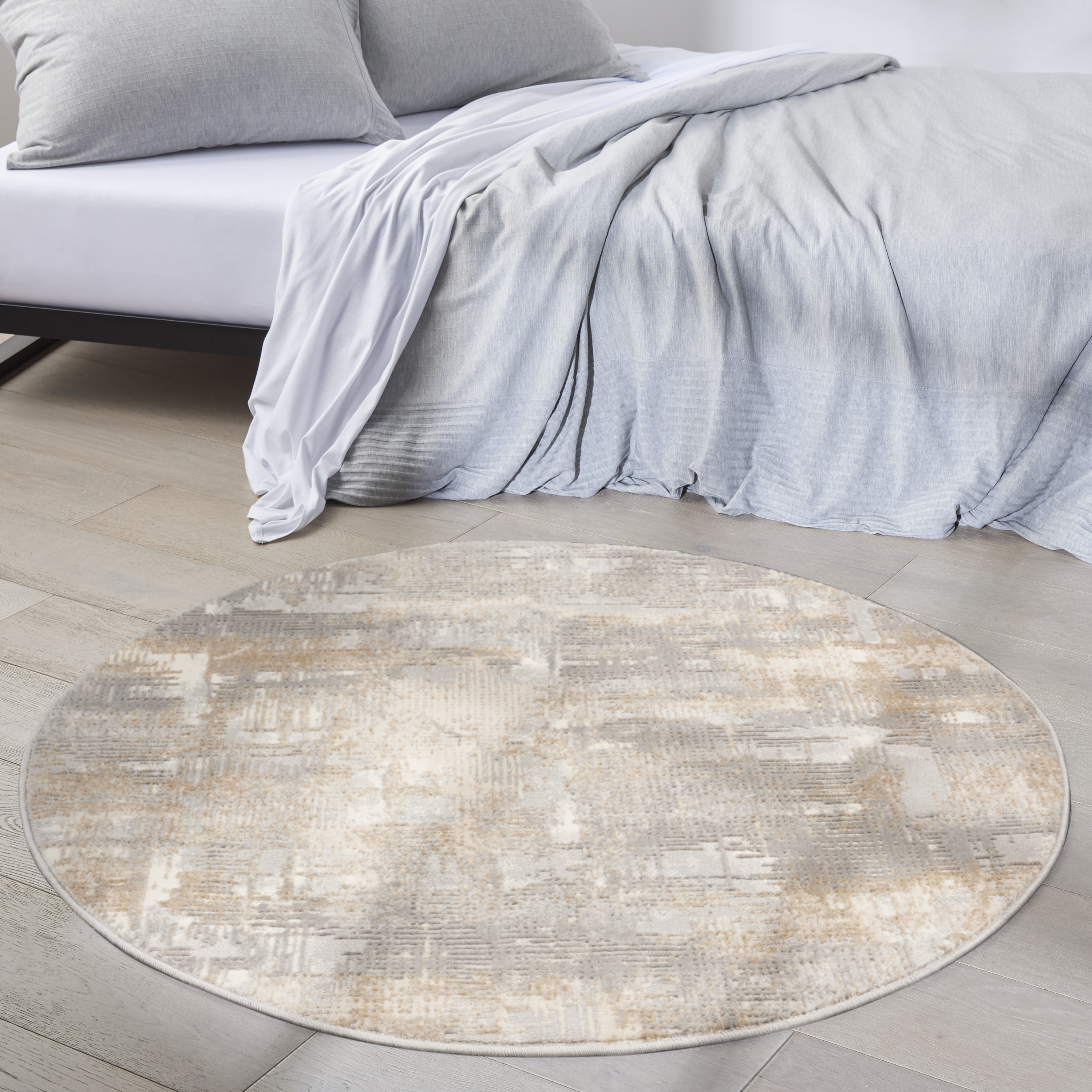 Calvin Klein CK950 Rush 4' x Round Grey Beige Modern Indoor Rug