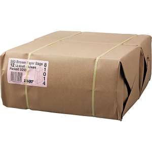 General, Grocery Paper Bags, 57 lb Capacity, #12, 7.06" x 4.5" x 13.75", Kraft