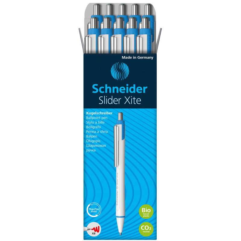 Slider Xite XB Refillable + Retractable Ballpoint Pen, 1.4 mm, Green Ink, Box of 10 Pens