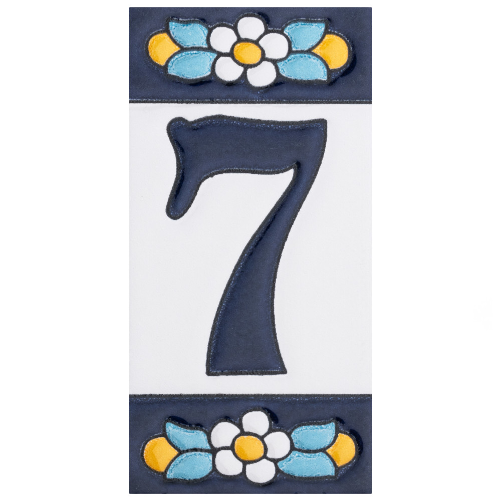 Sevillano Flora Address Numbers 7 2-1/8 in. x 4-3/8 in. Ceramic Wall Trim