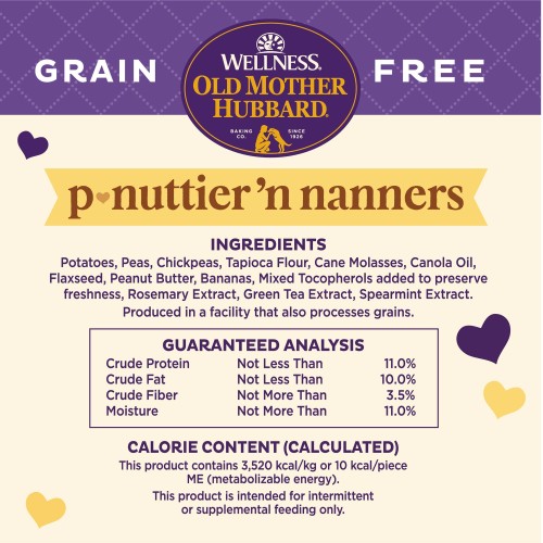 <p>Potatoes, Peas, Chickpeas, Tapioca Flour, Cane Molasses, Canola Oil, Flaxseed, Peanut Butter, Bananas, Mixed Tocopherols added to preserve freshness, Rosemary Extract, Green Tea Extract, Spearmint Extract.</p>
