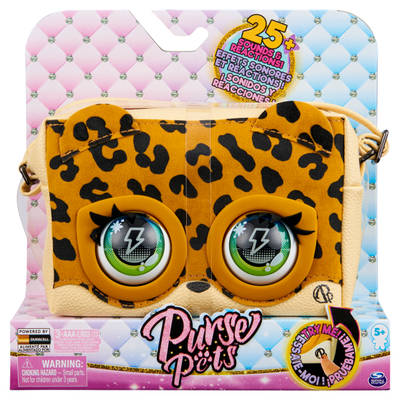 Purse Pets, Leoluxe Leopard Interactive Pet Toy & Crossbody Kids Purse with Over 25 Sounds and Reactions, Shoulder Bag for Girls, Trendy Tween Gifts