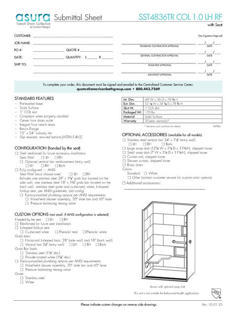 Spec Sheet — Cd Shower Spec Sheet Asura Sst 4836 Tr Col 1 0 Lh Rf