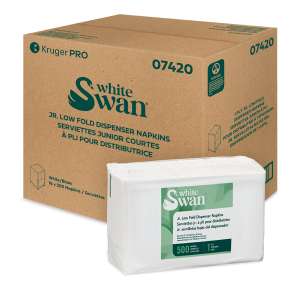 Kruger,  Jr. Low Fold Napkin, 6in x 12in, 1 ply, White