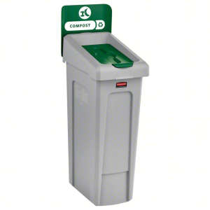 Rubbermaid Commercial, Slim Jim®, Recycling Compost Station, 23 gal, Resin, Gray/Green, Rectangle, Receptacle