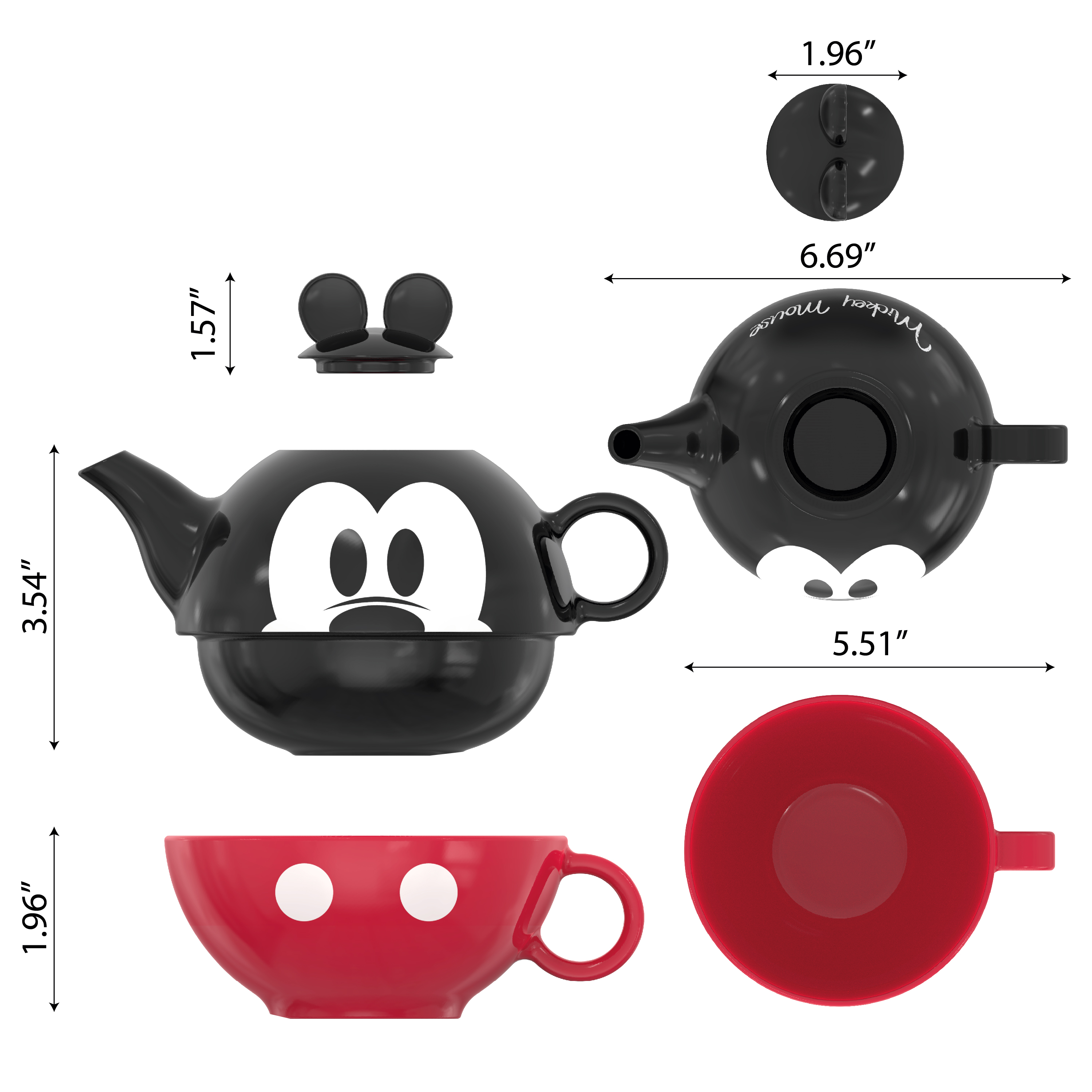 Disney Sculpted Ceramic Tea Set, Mickey Mouse, 4-piece set slideshow image 7 Disney Sculpted Ceramic Tea Set, Mickey Mouse, 4-piece set slideshow image 7