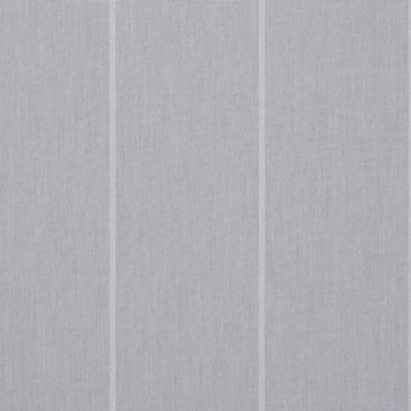 Light-gray fabric curtain panels with subtle vertical seams, closed and diffusing light; hung across a window in a softly lit interior, no outside view visible.
