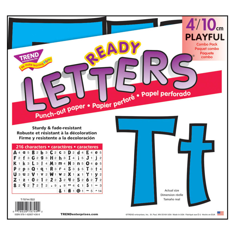 Blue 4-Inch Playful Uppercase/Lowercase Combo Pack (EN/SP) Ready Letters®