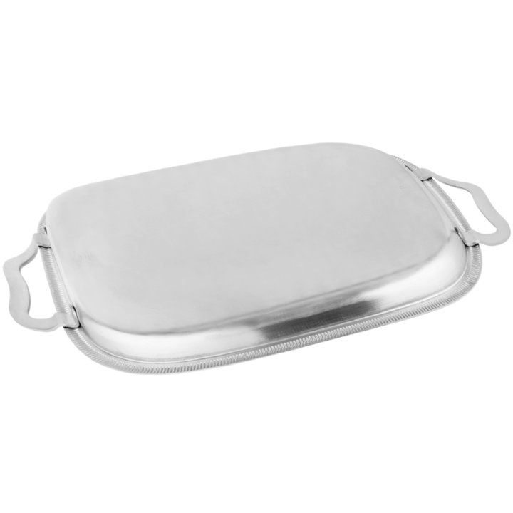 17 ⅞-inch Elegant Reflections oblong stainless steel serving tray with handles
