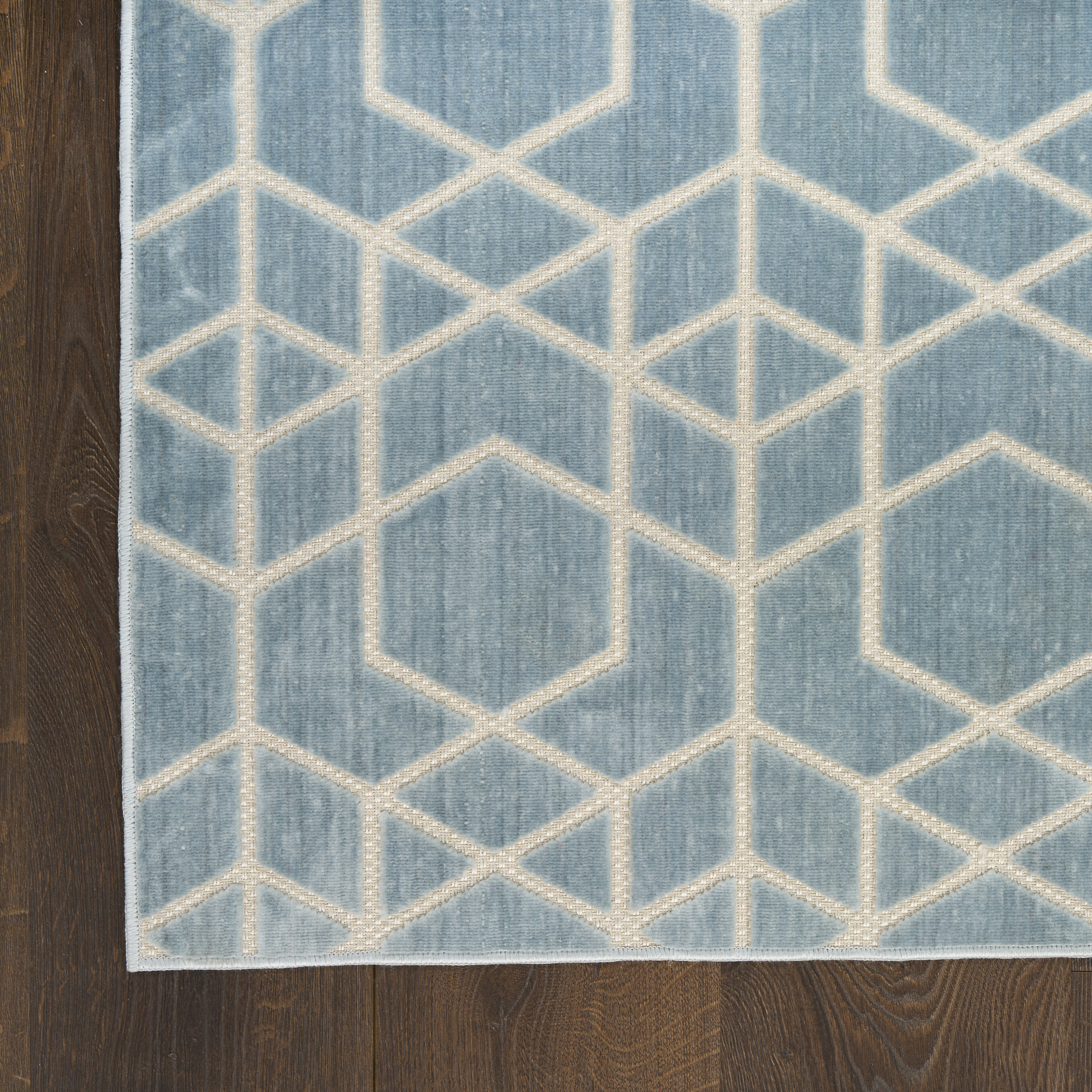 Nourison Washable Charm 3' x 5' Blue Ivory Modern Indoor Rug