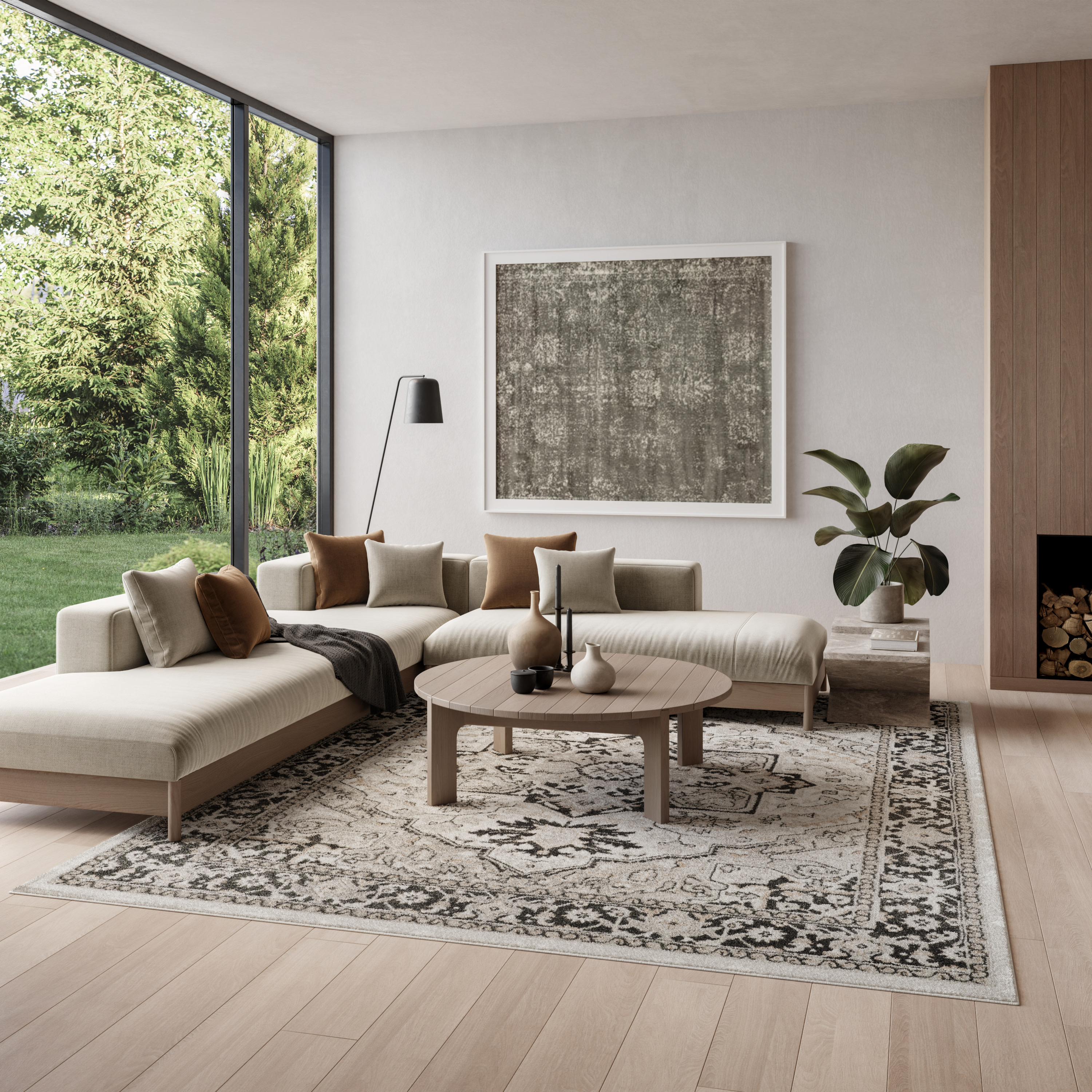 Nourison Dekor 7'10" x 9'10" Ivory Charcoal Vintage Indoor Rug