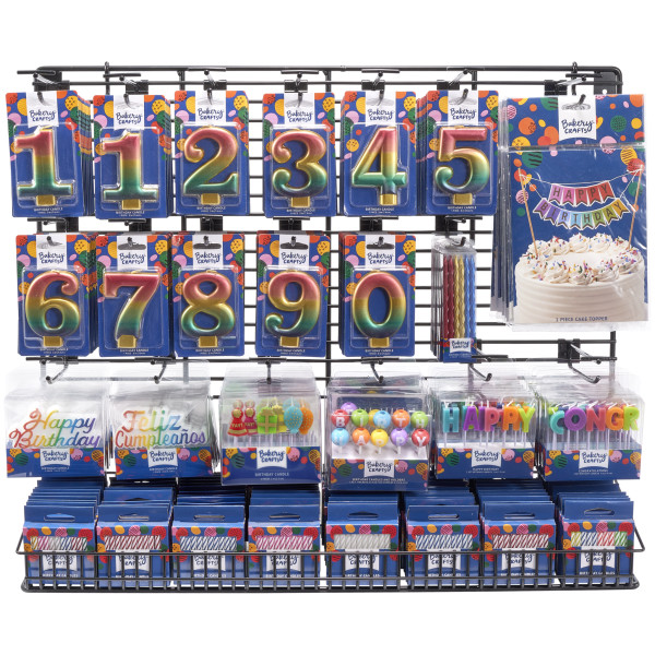 Metallic Numeral Premium Assortment Candle Assortment (Rack Not Included)