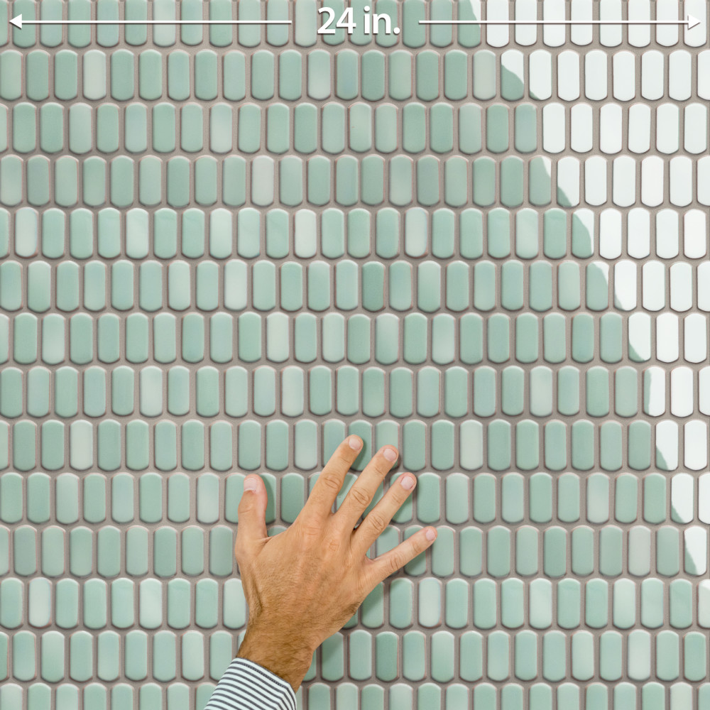 Hudson Capsule Mint Green 12-1/4 in. x 13-1/8 in. Porcelain Mosaic Tile