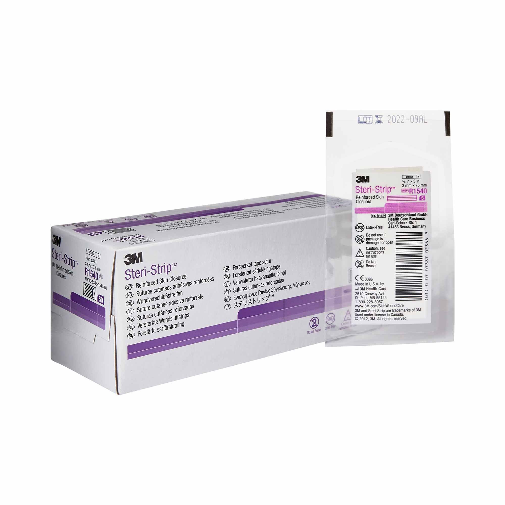 3M Steri-Strip Skin Closure Strips, nonwoven Material, Reinforced Strip, White