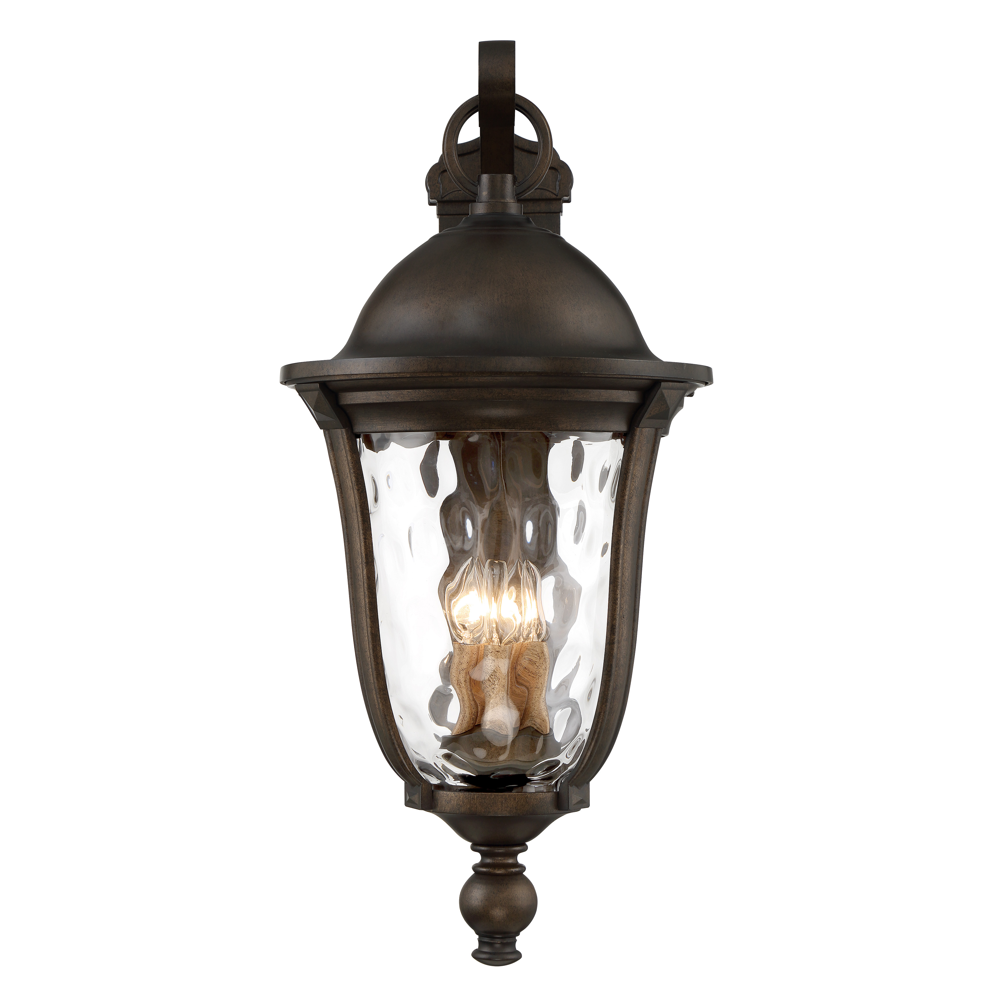 5 Light Wall Mount in Tauira Bronze and Alder Silver Finish with Clear Hammered Glass - alternate view