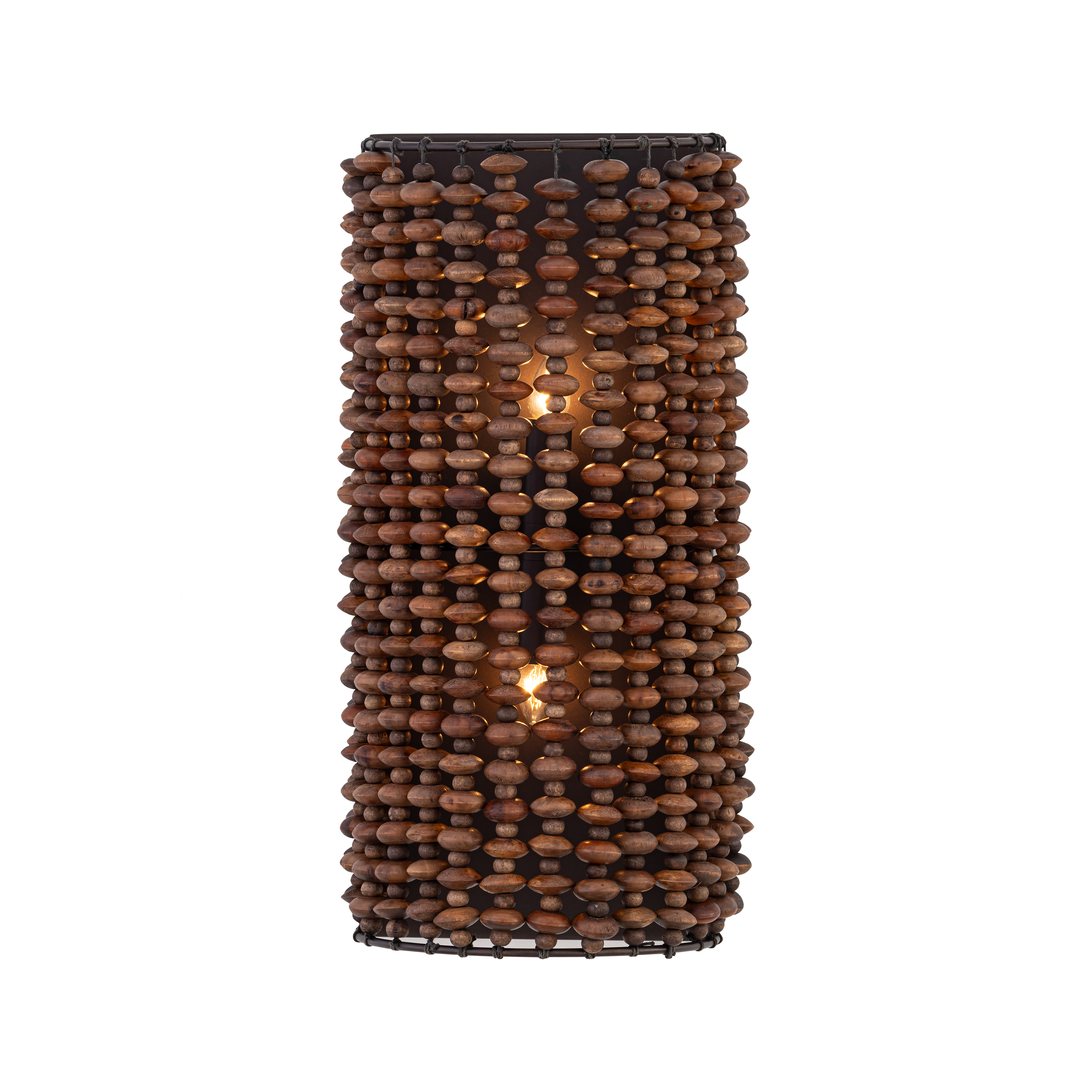 2-Light Wall Sconce - Dark Bronze with Dark Brown Wood Beads - alternate view