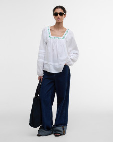Ash Embroidered Blouse White