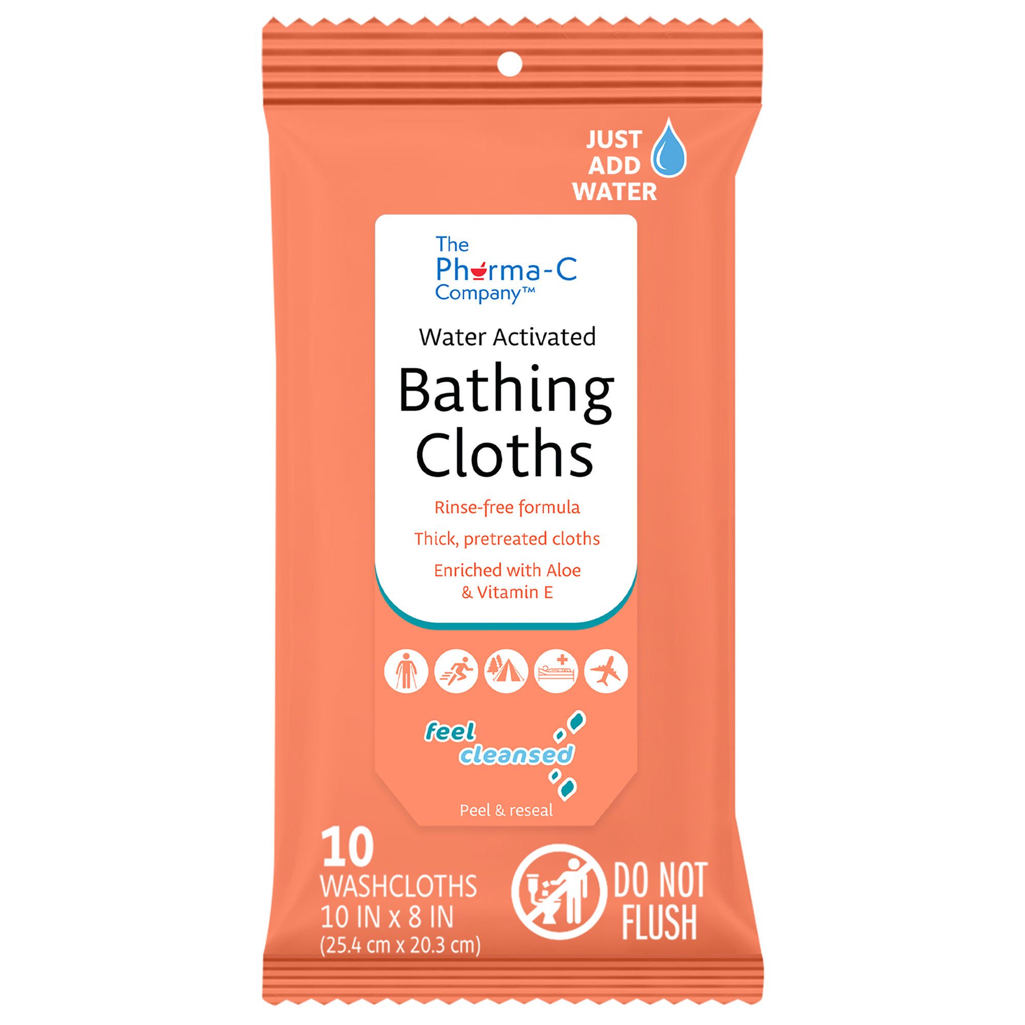 Rinse-Free Bath Wipe The Pharma-C Company® Soft Pack Light Scent 10 Count