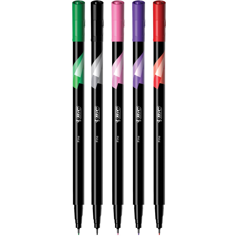 Intensity Fineliner Marker Pens, 0.4 mm Fine Tip, Assorted Colors, 5 Count